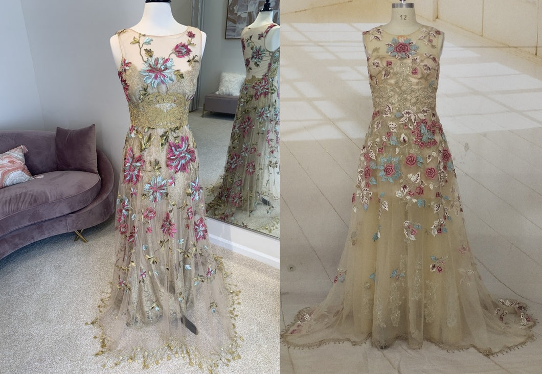 Style C2020-JParot - Robe de mariée de soirée formelle brodée de style vintage sans manches