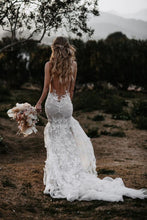 Robe de mariée sexy sans manches, col en v, motif de fleurs 3D, avec traîne cathédrale, C2023-VF40