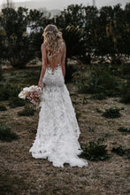 Robe de mariée sexy sans manches, col en v, motif de fleurs 3D, avec traîne cathédrale, C2023-VF40