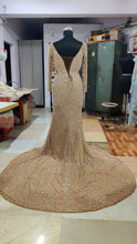 C2023P-SWeeks - Plus Size long sleeve Pageant Gown with Swarovski Crystal Beaded