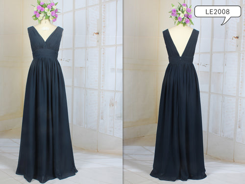 LE2008 - vestidos de noche formales sin mangas con cuello en V y cintura imperio de talla grande