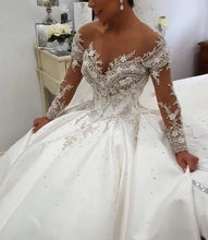 C2018 - LSSK88 - Swarovski Crystal beaded Wedding Gown with Long Sheer Sleeves