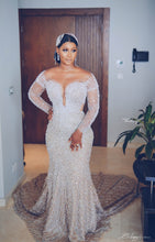 C2022-BB28x - Swarovski Crystal beaded Pageant Gown w Elegant long sleeves