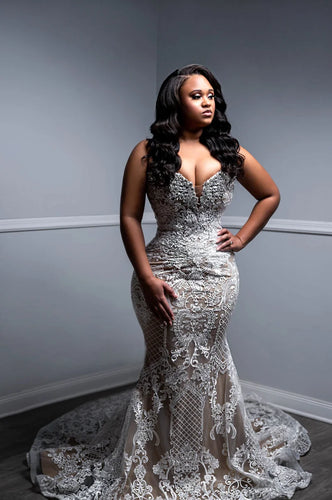 C2021TT01 - Robe de mariée ajustée grande taille à VENDRE