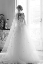 C2024-LS119 - Long sleeve lace wedding gown with illusion neckline and detachable train