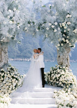 C2024-LS119 - Long sleeve lace wedding gown with illusion neckline and detachable train