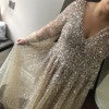 C2023-SPS91 col en v à manches longues grande taille sequin robe de soirée formelle robe de mariée