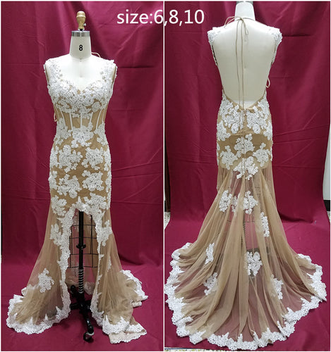 Style C2019- SS448 - Elegant sheer Lace Evening Dresses for wedding, prom or pageant