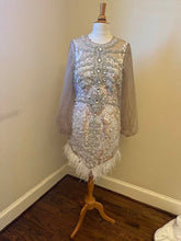 C2022-JD - Traje de baile con vestido de cóctel con manga ilusión transparente 