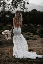 Robe de mariée sexy sans manches, col en v, motif de fleurs 3D, avec traîne cathédrale, C2023-VF40