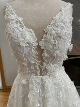 C2023-SAF22b - sleeveless v-neck beaded lace a-line wedding gown