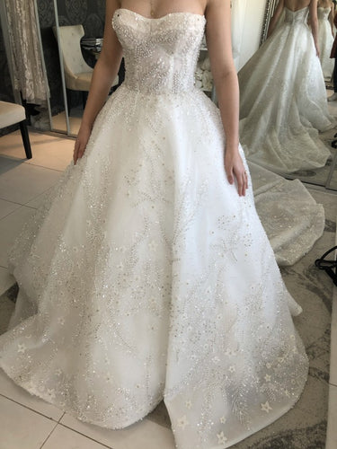 C2023-5520 strapless beaded a-line ball gown wedding dress