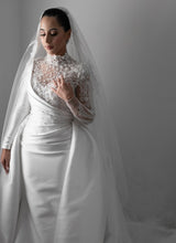 C2023-LS619 - Illusion neckline long sleeve ball gown wedding dress