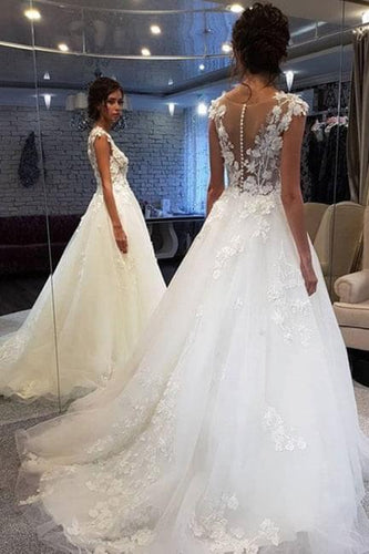 C2021-al021 - Robe de mariée dos transparent à mancherons 