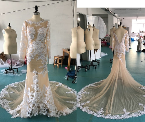 Robes de mariée sexy à manches longues sur mesure 