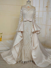 C2021-Jumoke - Elegant long sleeve illusion neck line wedding gown