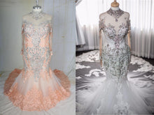 C2021-DionysiaRS Vestido de novia de talla grande de manga larga en colores pastel 
