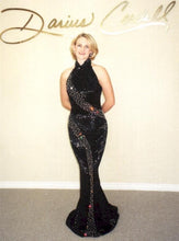 Style C97B - Darius Cordell halter style black liquid beaded pageant gown
