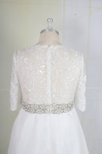 C2022-Munro - short sleeve plus size v-neck wedding ball gown