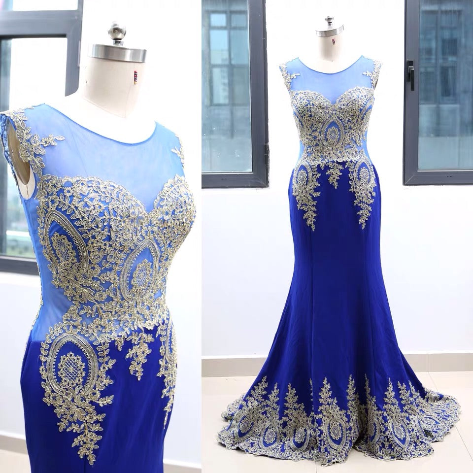 Estilo IMG_9749 Vestidos de noche azules sin mangas de talla grande