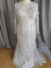 C2021-KBables - Robe de mariée grande taille gris platine transparente à manches longues