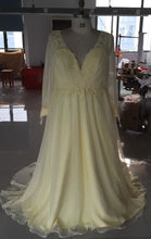 Pastel Yellow Plus Size lace Formal Dress