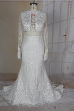 C2021-MHess - Robe de mariée à manches longues illusion transparente