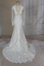 C2021-MHess - Robe de mariée à manches longues illusion transparente
