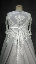 style C2017-ping - Three Quarter length sleeve plus size wedding gown