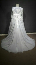 style C2017-ping - Three Quarter length sleeve plus size wedding gown