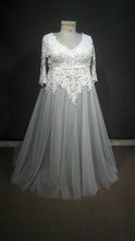 style C2017-ping - Three Quarter length sleeve plus size wedding gown