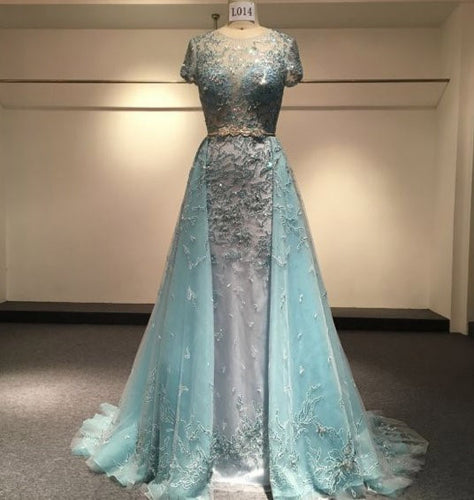 Style L014 - beaded short sleeve mother of the bride ball gown