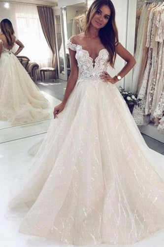 C2021-OSA37 - Robe de mariée trapèze à épaules dénudées 