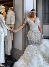 C2022-SLSB448 - Robe de mariée transparente grande taille à manches longues avec Swarovski Crystal Bling
