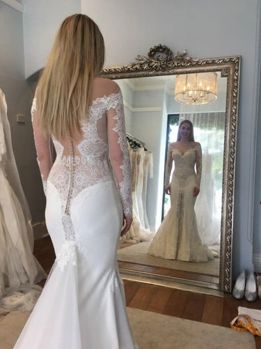 C2021-SLS037 - Robe de mariée sexy à manches longues 